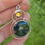 Afbeelding in Gallery-weergave laden, OOAK pendant with stone #14 • moss agate &amp; citrine  (ready to ship)
