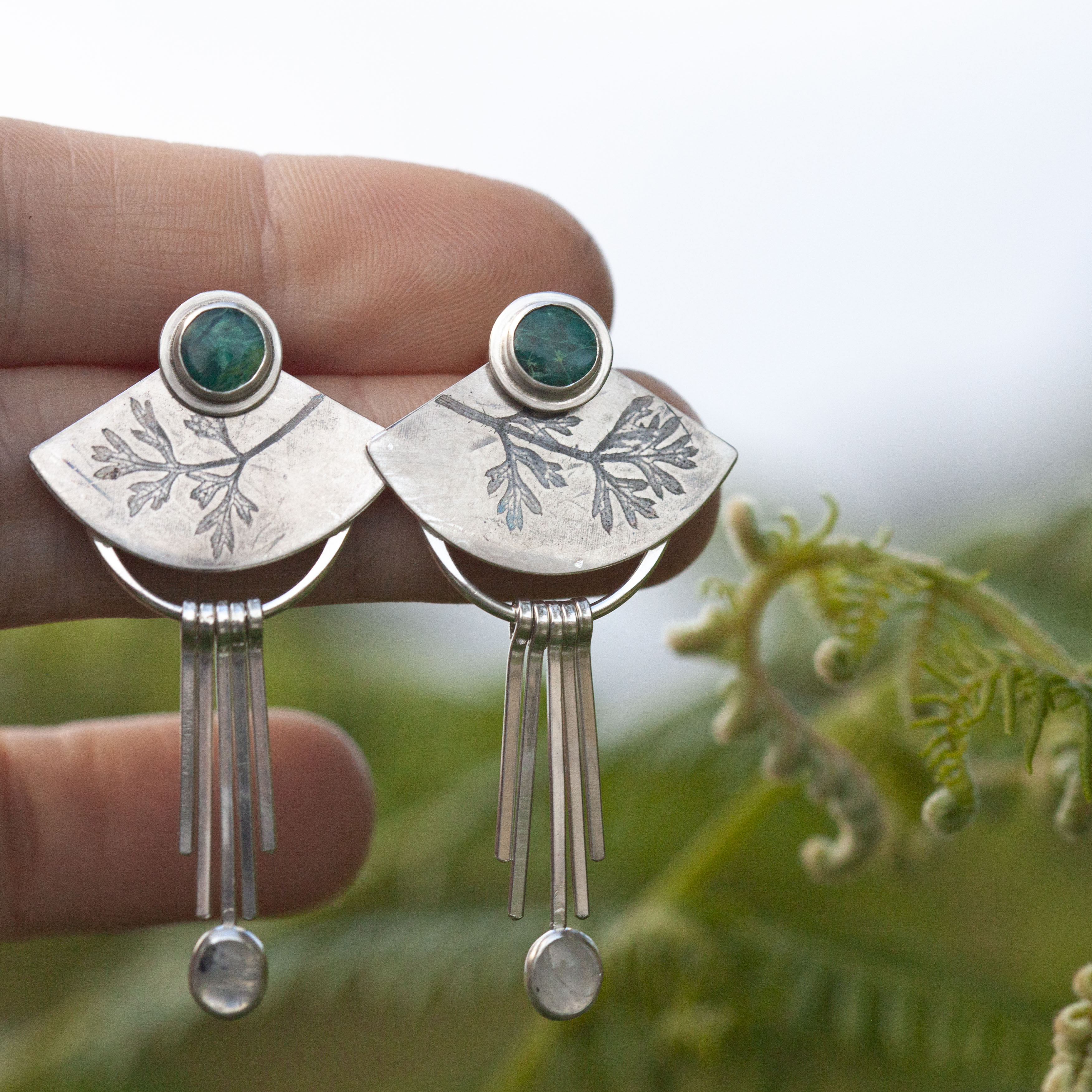 OOAK Aina earrings #1 • Chrysocolla & white labradorite (ready to ship)