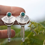 Cargar imagen en el visor de la galería, OOAK Aina earrings #1 • Chrysocolla &amp; white labradorite (ready to ship)
