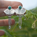 Cargar imagen en el visor de la galería, OOAK Aina earrings #1 • Chrysocolla &amp; white labradorite (ready to ship)
