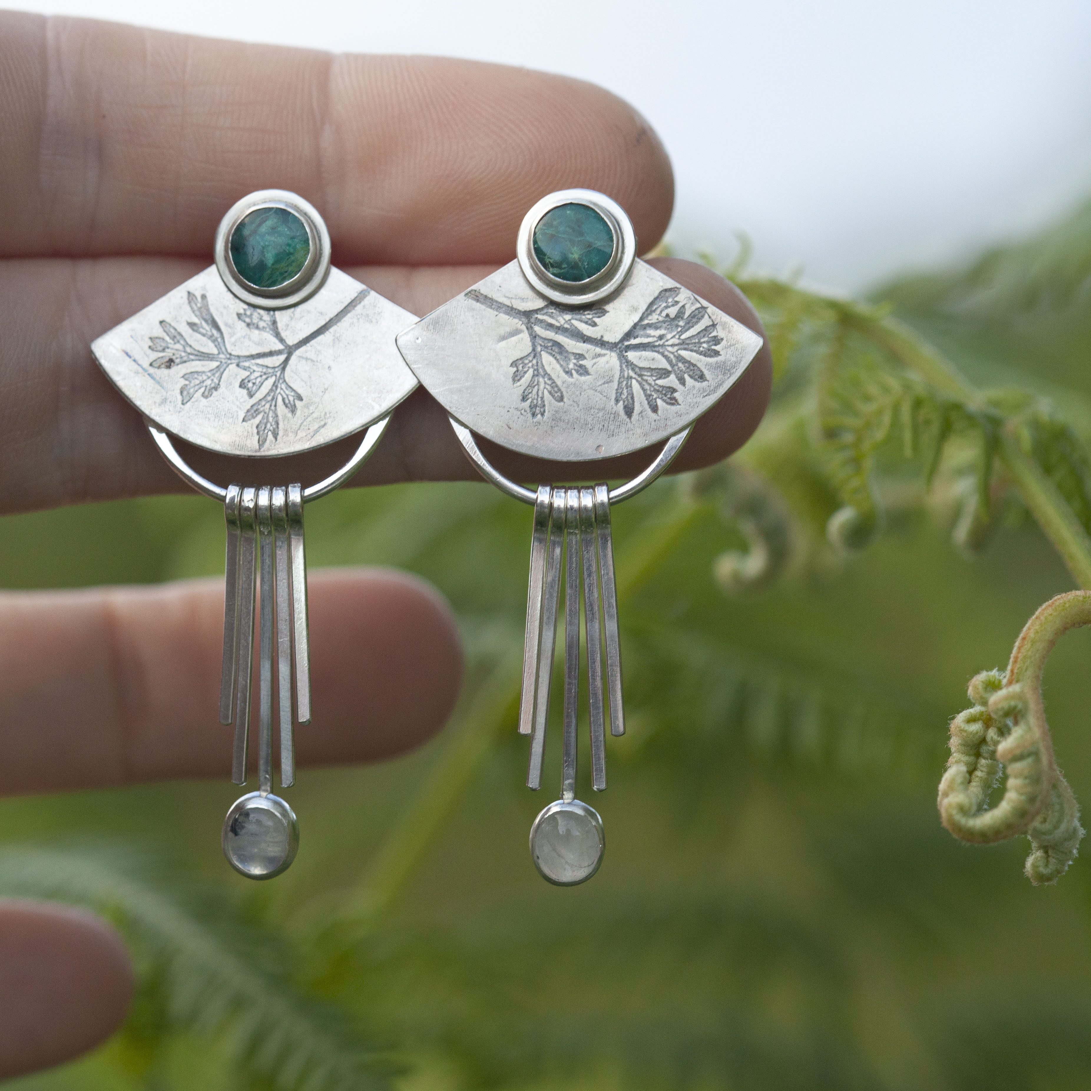 OOAK Aina earrings #1 • Chrysocolla & white labradorite (ready to ship)