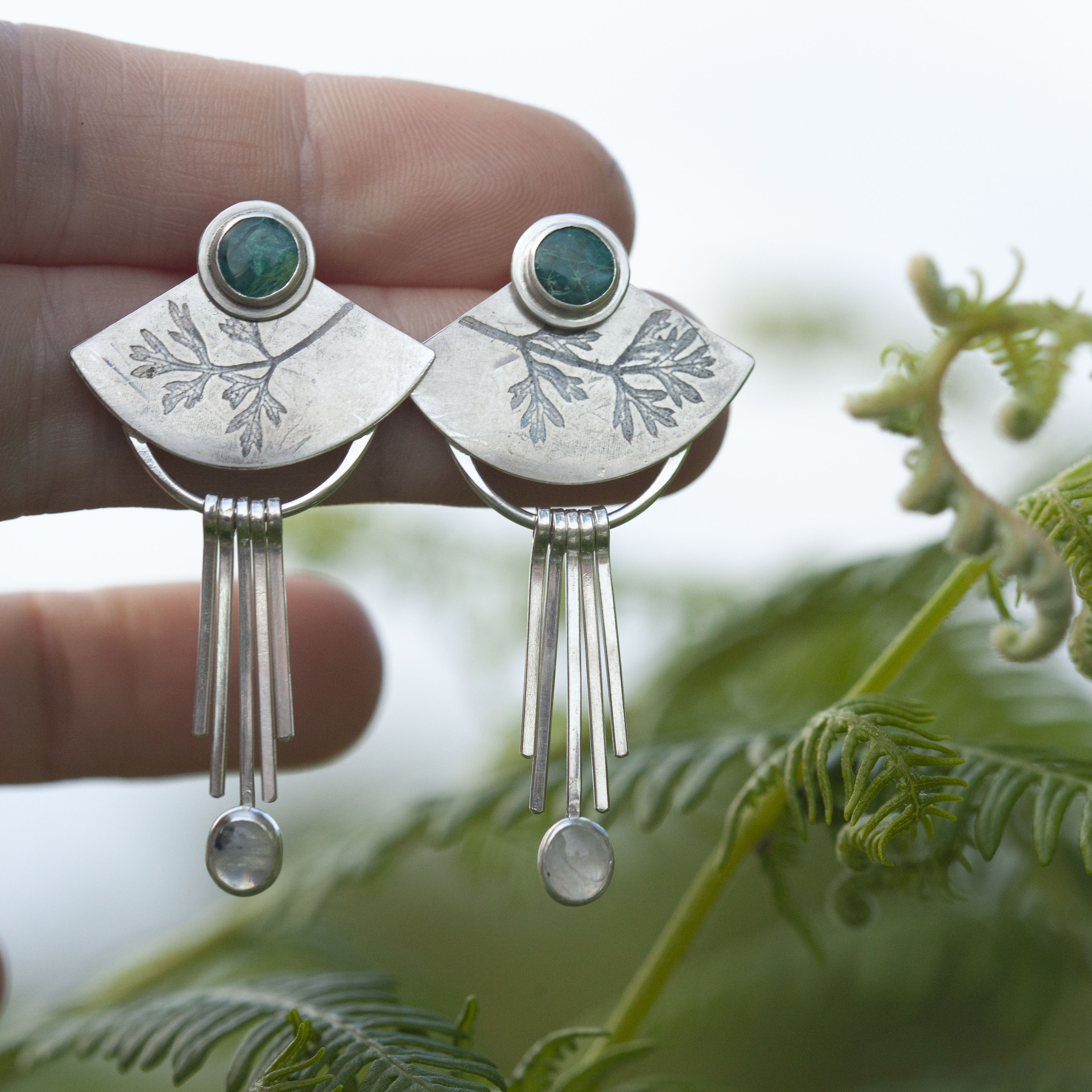 OOAK Aina earrings #1 • Chrysocolla & white labradorite (ready to ship)