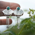 Cargar imagen en el visor de la galería, OOAK Aina earrings #1 • Chrysocolla &amp; white labradorite (ready to ship)
