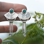 Cargar imagen en el visor de la galería, OOAK Aina earrings #1 • Chrysocolla &amp; white labradorite (ready to ship)
