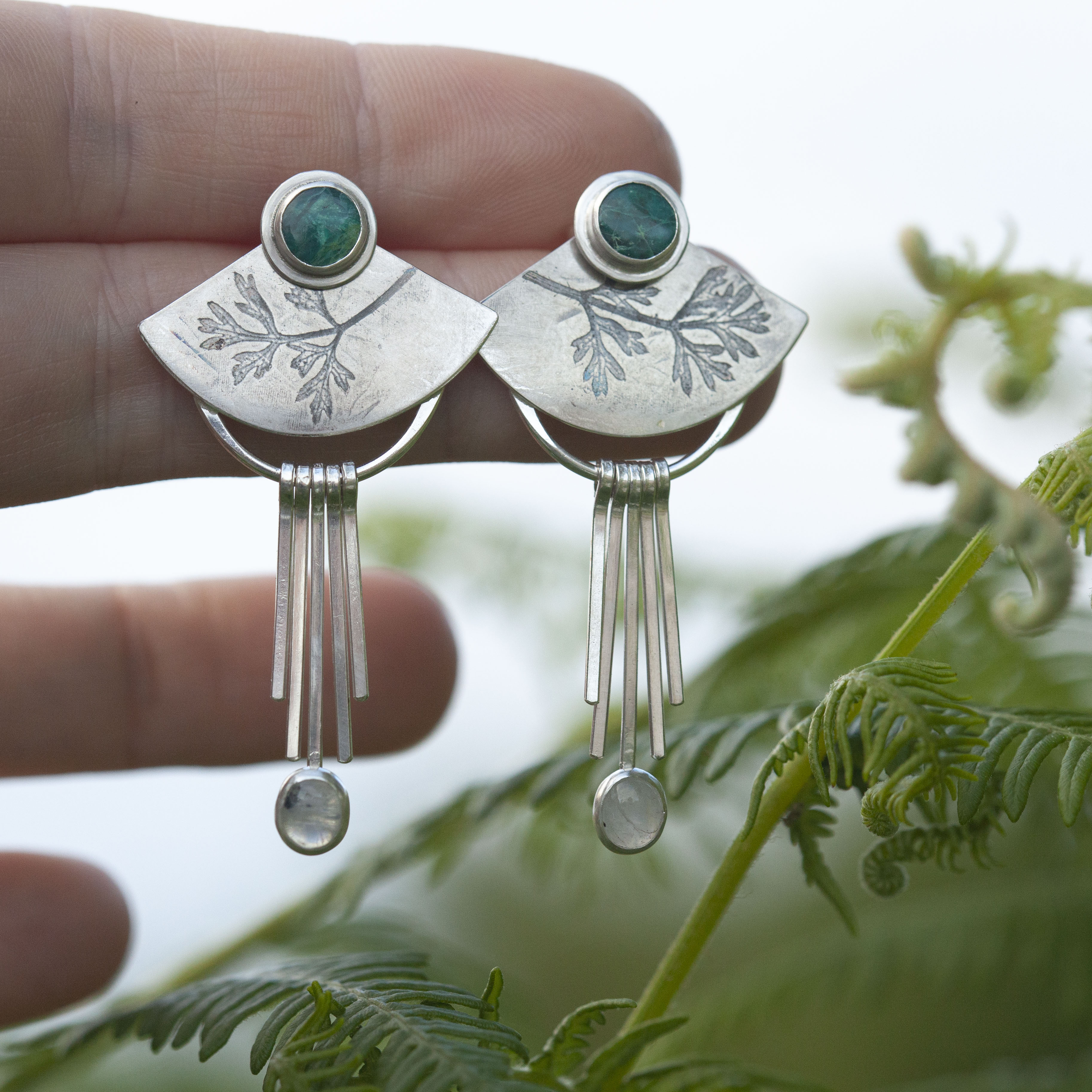 OOAK Aina earrings #1 • Chrysocolla & white labradorite (ready to ship)