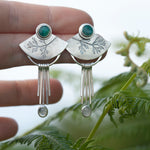 Cargar imagen en el visor de la galería, OOAK Aina earrings #1 • Chrysocolla &amp; white labradorite (ready to ship)
