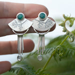 Cargar imagen en el visor de la galería, OOAK Aina earrings #1 • Chrysocolla &amp; white labradorite (ready to ship)
