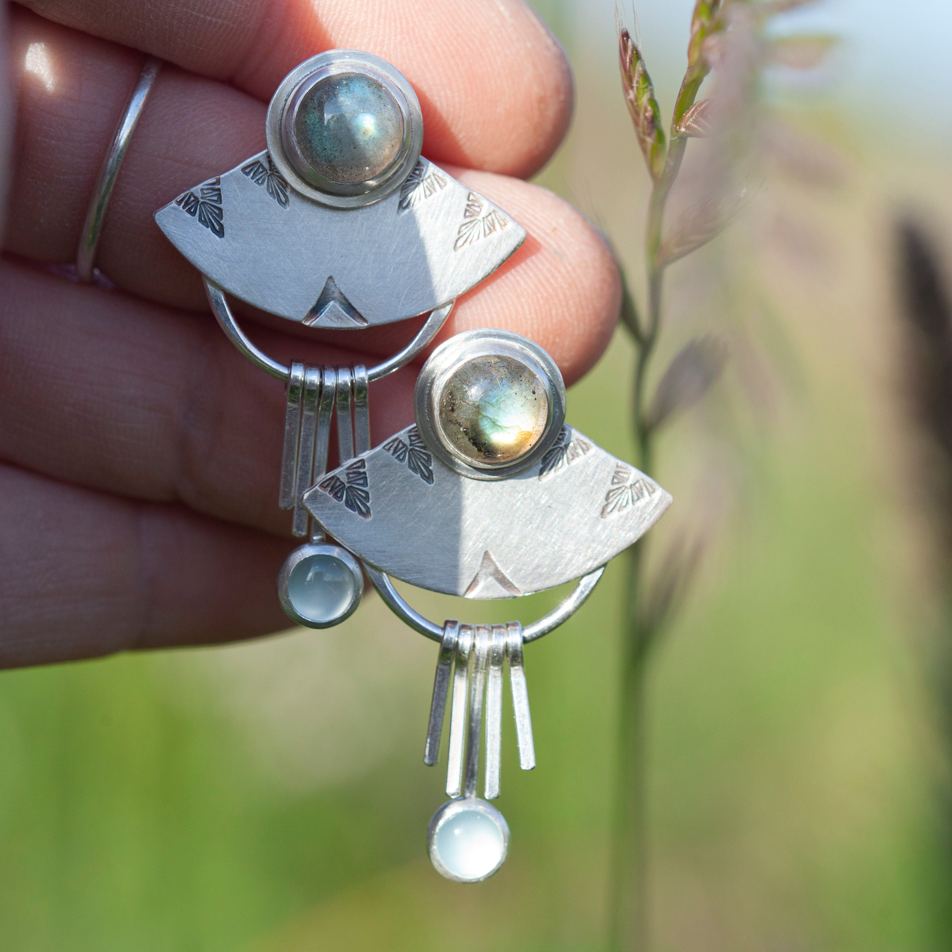 OOAK Aina earrings #3 • Labradorite & Onyx (ready to ship)