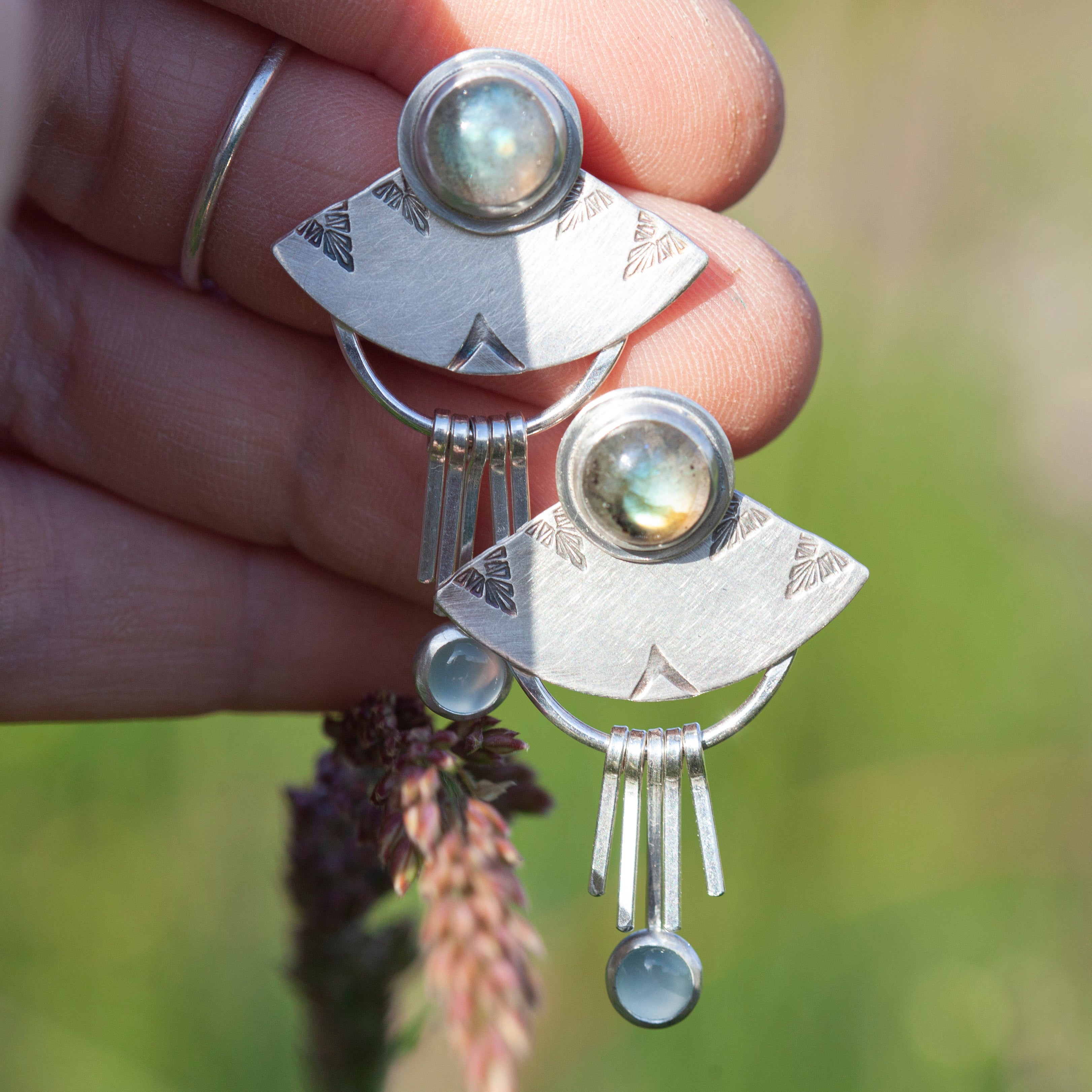 OOAK Aina earrings #3 • Labradorite & Onyx (ready to ship)