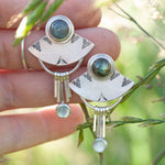 Load image into Gallery viewer, OOAK Aina earrings #3 • Labradorite &amp; Onyx (ready to ship)
