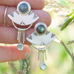 Load image into Gallery viewer, OOAK Aina earrings #3 • Labradorite &amp; Onyx (ready to ship)
