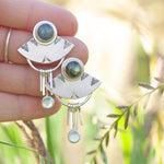 Load image into Gallery viewer, OOAK Aina earrings #3 • Labradorite &amp; Onyx (ready to ship)
