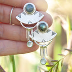 Load image into Gallery viewer, OOAK Aina earrings #3 • Labradorite &amp; Onyx (ready to ship)
