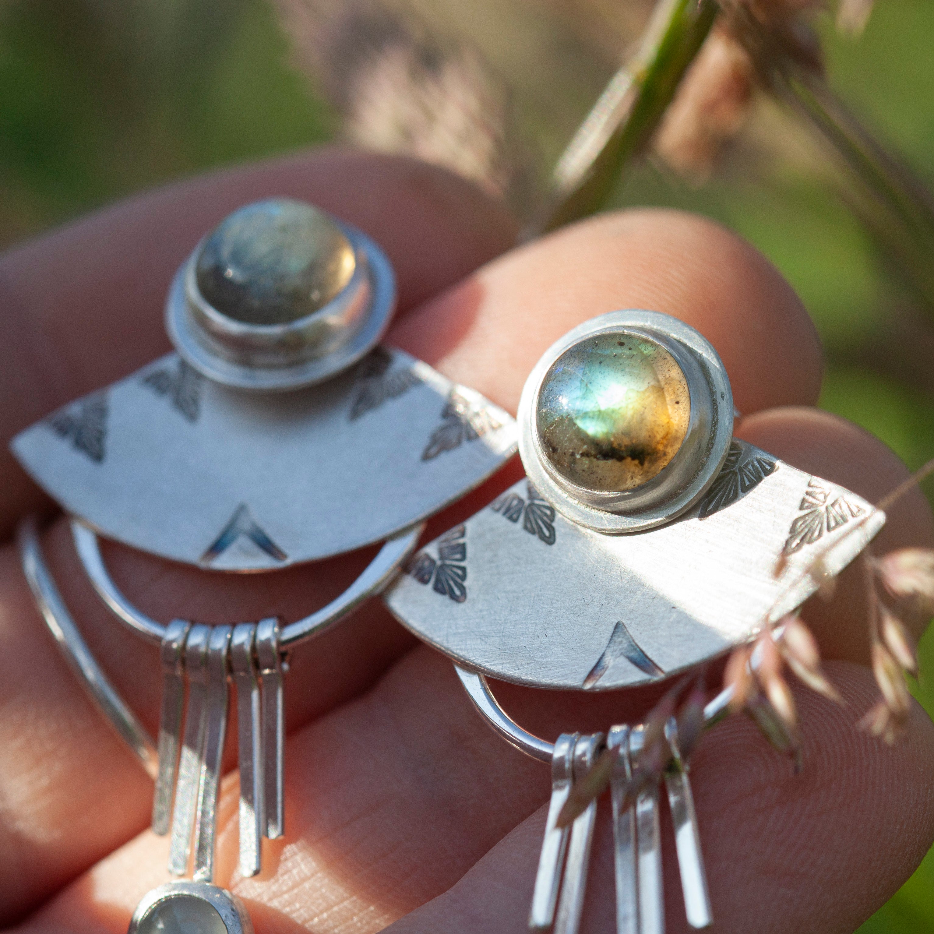 OOAK Aina earrings #3 • Labradorite & Onyx (ready to ship)