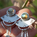 Load image into Gallery viewer, OOAK Aina earrings #3 • Labradorite &amp; Onyx (ready to ship)
