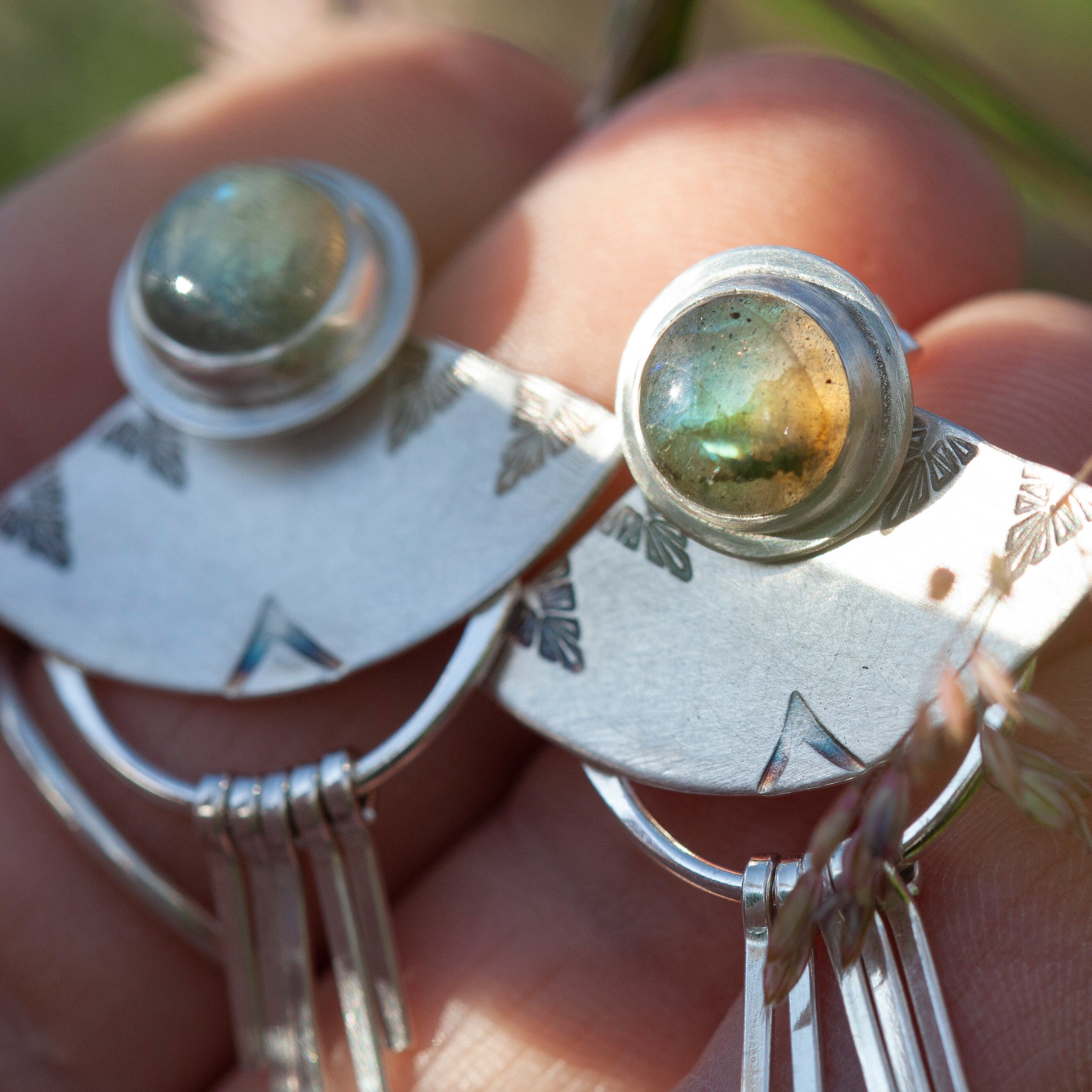 OOAK Aina earrings #3 • Labradorite & Onyx (ready to ship)