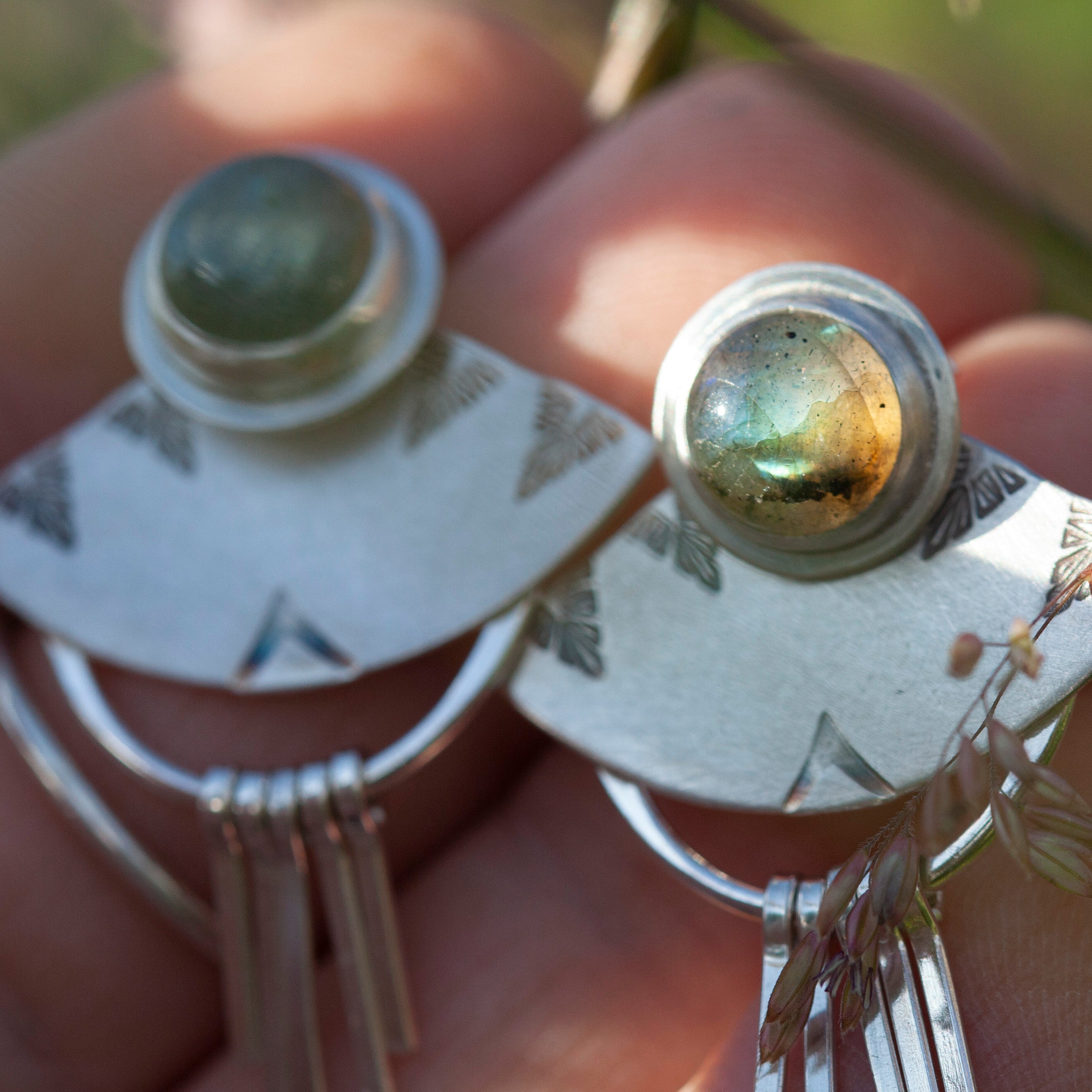 OOAK Aina earrings #3 • Labradorite & Onyx (ready to ship)