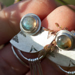 Load image into Gallery viewer, OOAK Aina earrings #3 • Labradorite &amp; Onyx (ready to ship)
