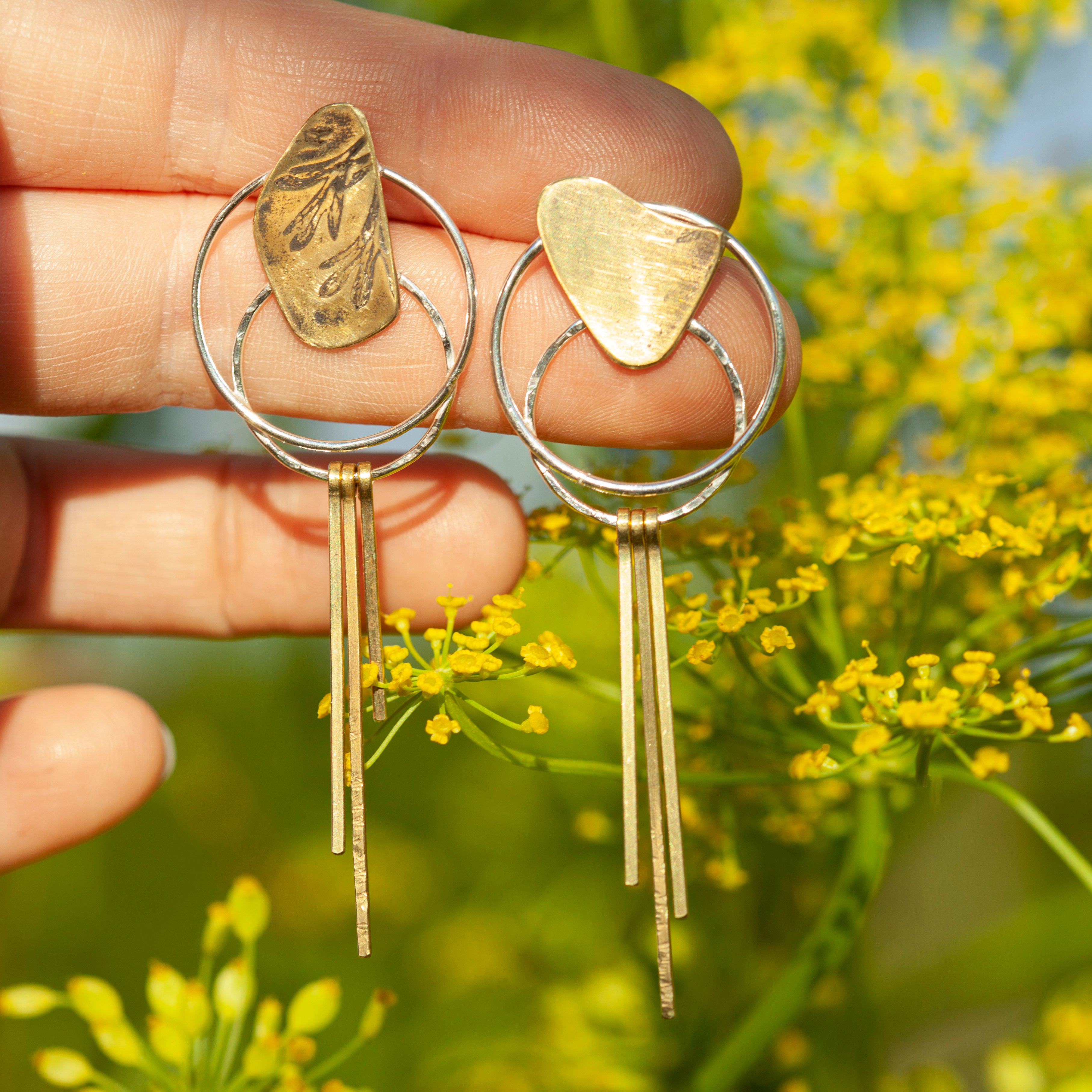 OOAK Echo earrings #43 ~ silver & brass (ready-to-ship)