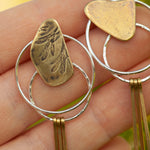 Cargar imagen en el visor de la galería, OOAK Echo earrings #43 ~ silver &amp; brass (ready-to-ship)
