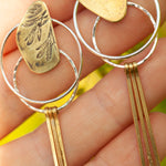 Cargar imagen en el visor de la galería, OOAK Echo earrings #43 ~ silver &amp; brass (ready-to-ship)
