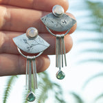 Cargar imagen en el visor de la galería, OOAK Aina earrings #5 • White labradorite &amp; Kyanite (ready to ship)
