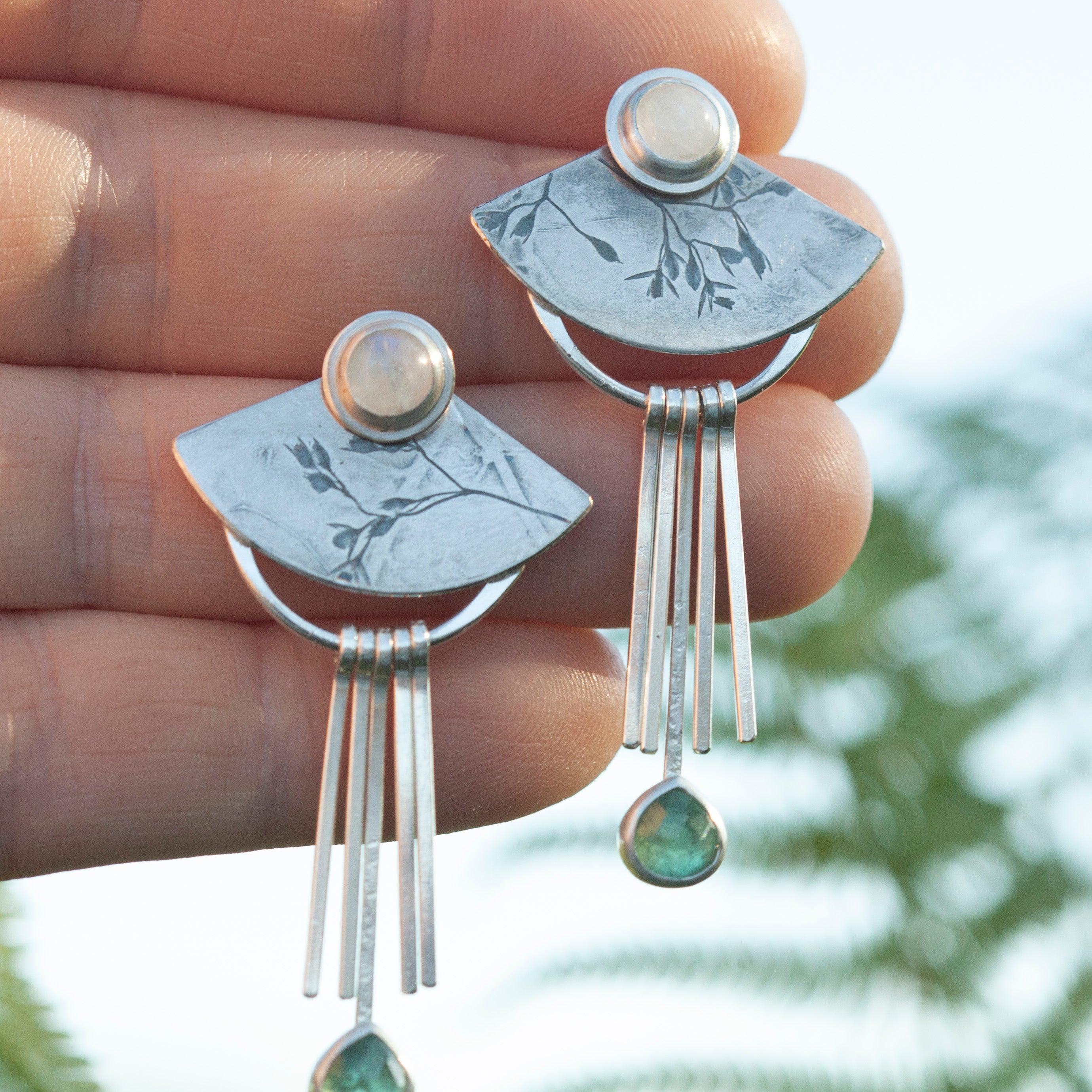 OOAK Aina earrings #5 • White labradorite & Kyanite (ready to ship)