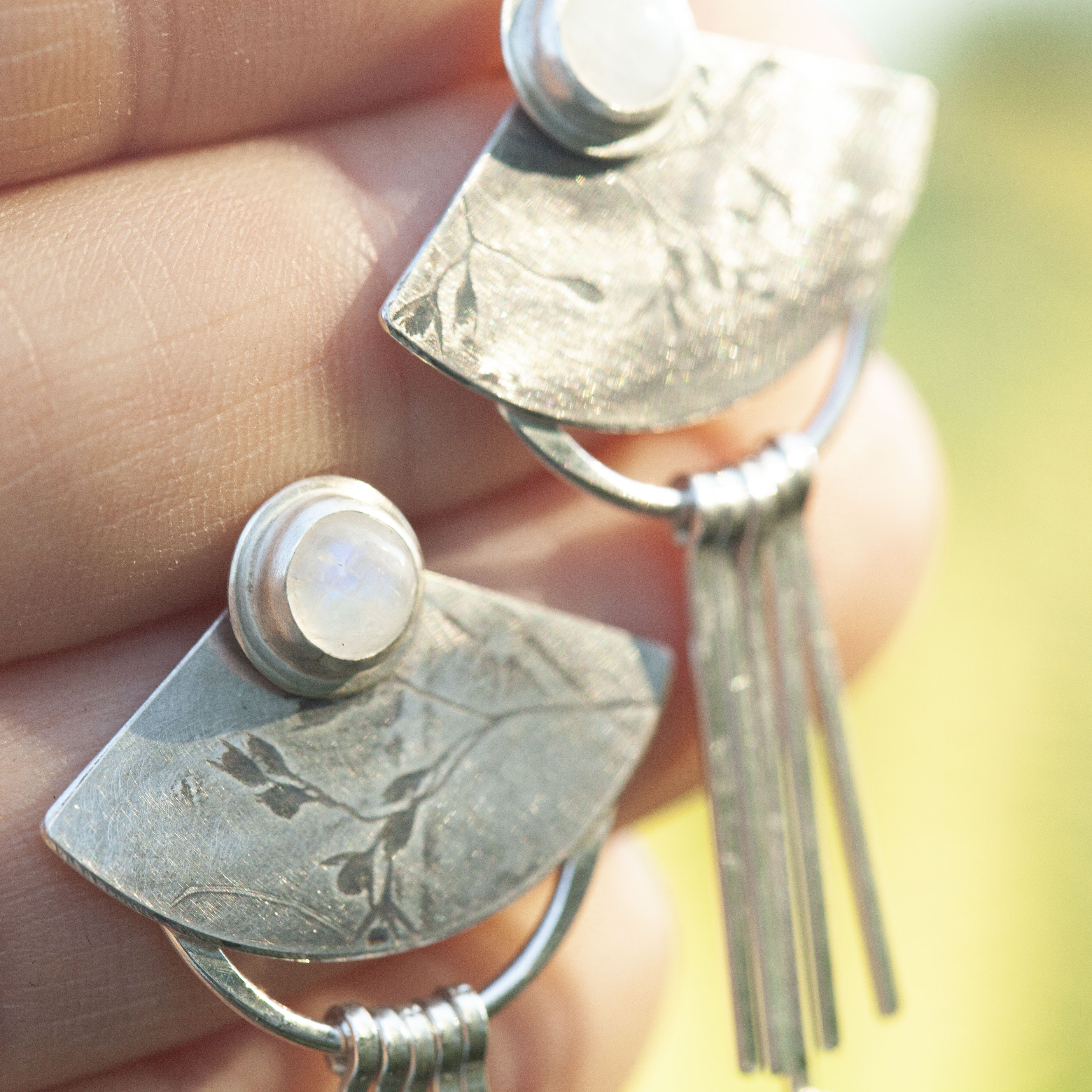 OOAK Aina earrings #5 • White labradorite & Kyanite (ready to ship)