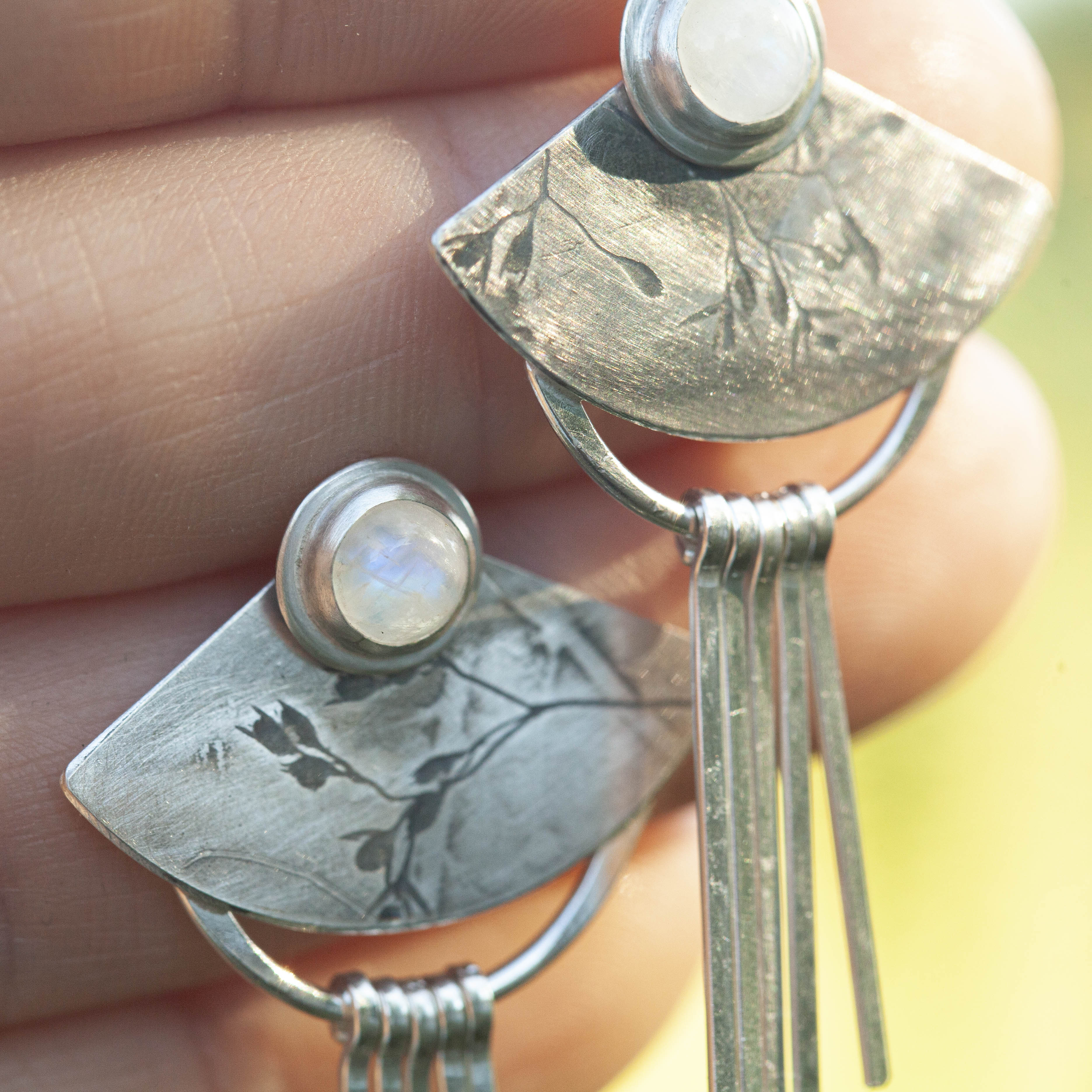 OOAK Aina earrings #5 • White labradorite & Kyanite (ready to ship)