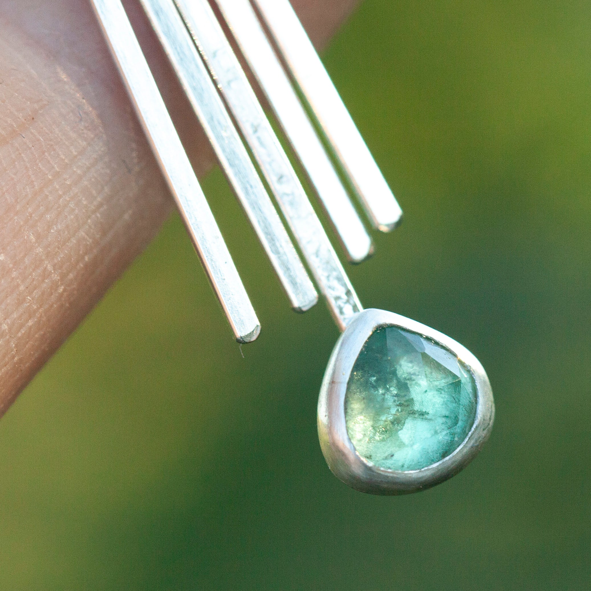 OOAK Aina earrings #5 • White labradorite & Kyanite (ready to ship)