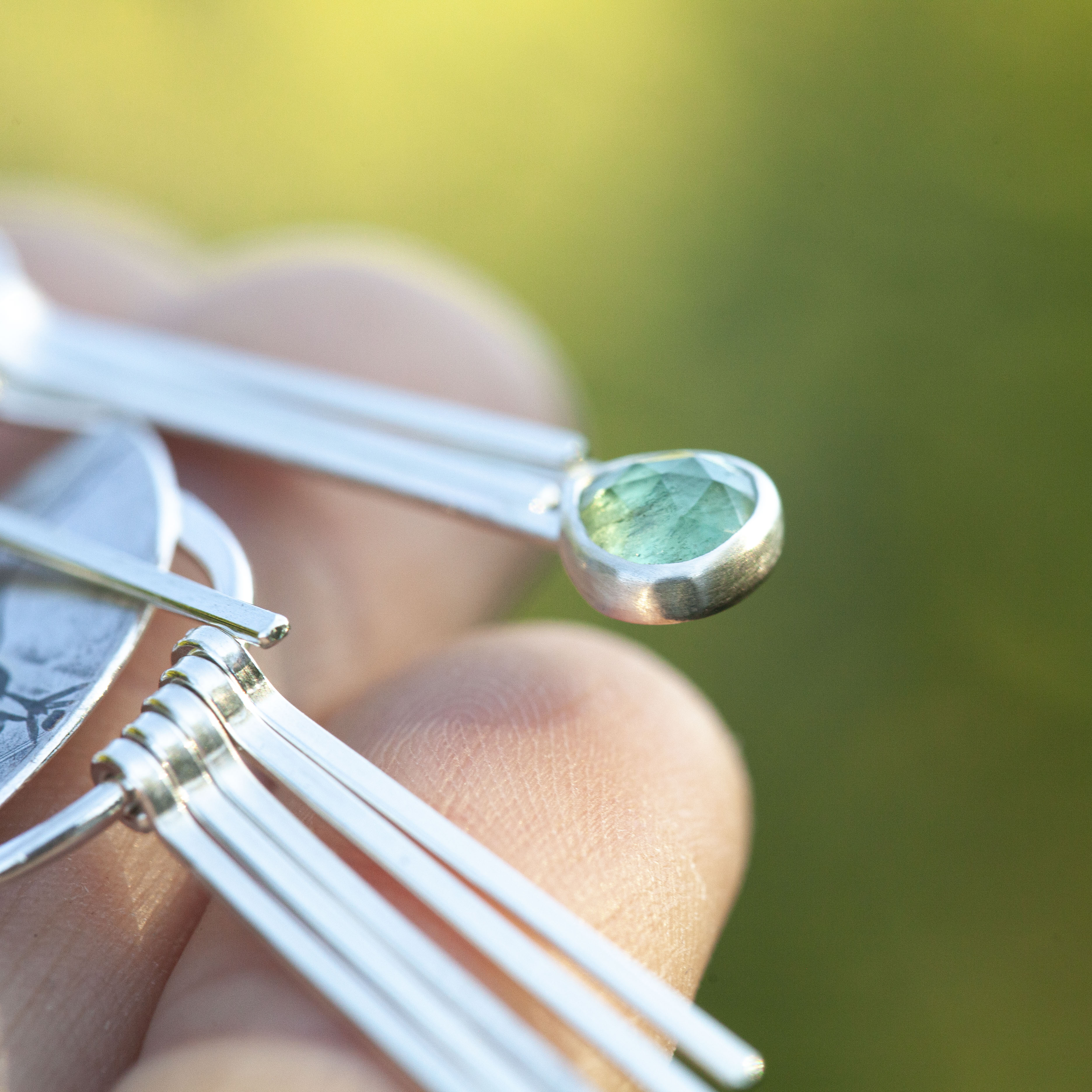 OOAK Aina earrings #5 • White labradorite & Kyanite (ready to ship)