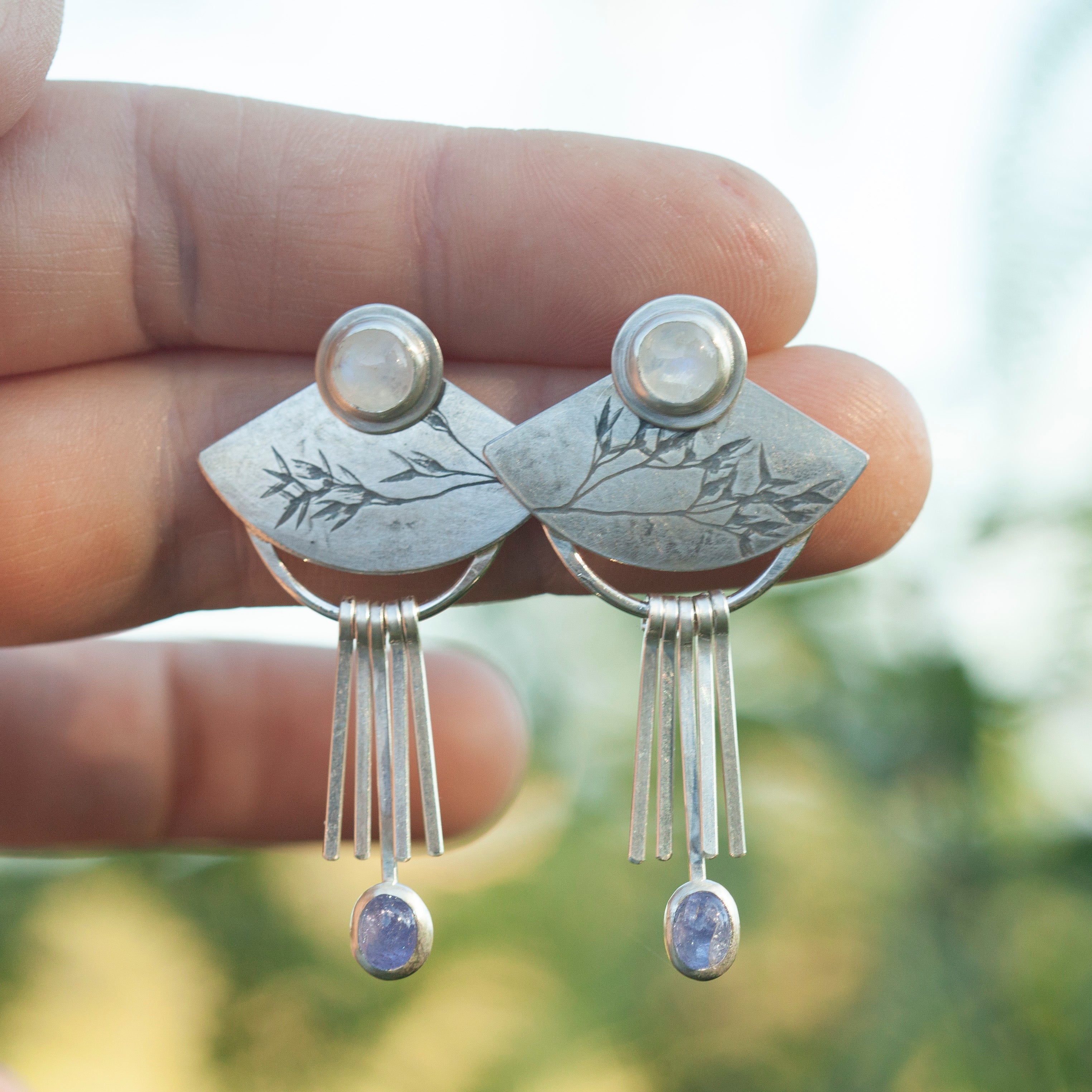 OOAK Aina earrings #6 • White labradorite & Tanzanite (ready to ship)