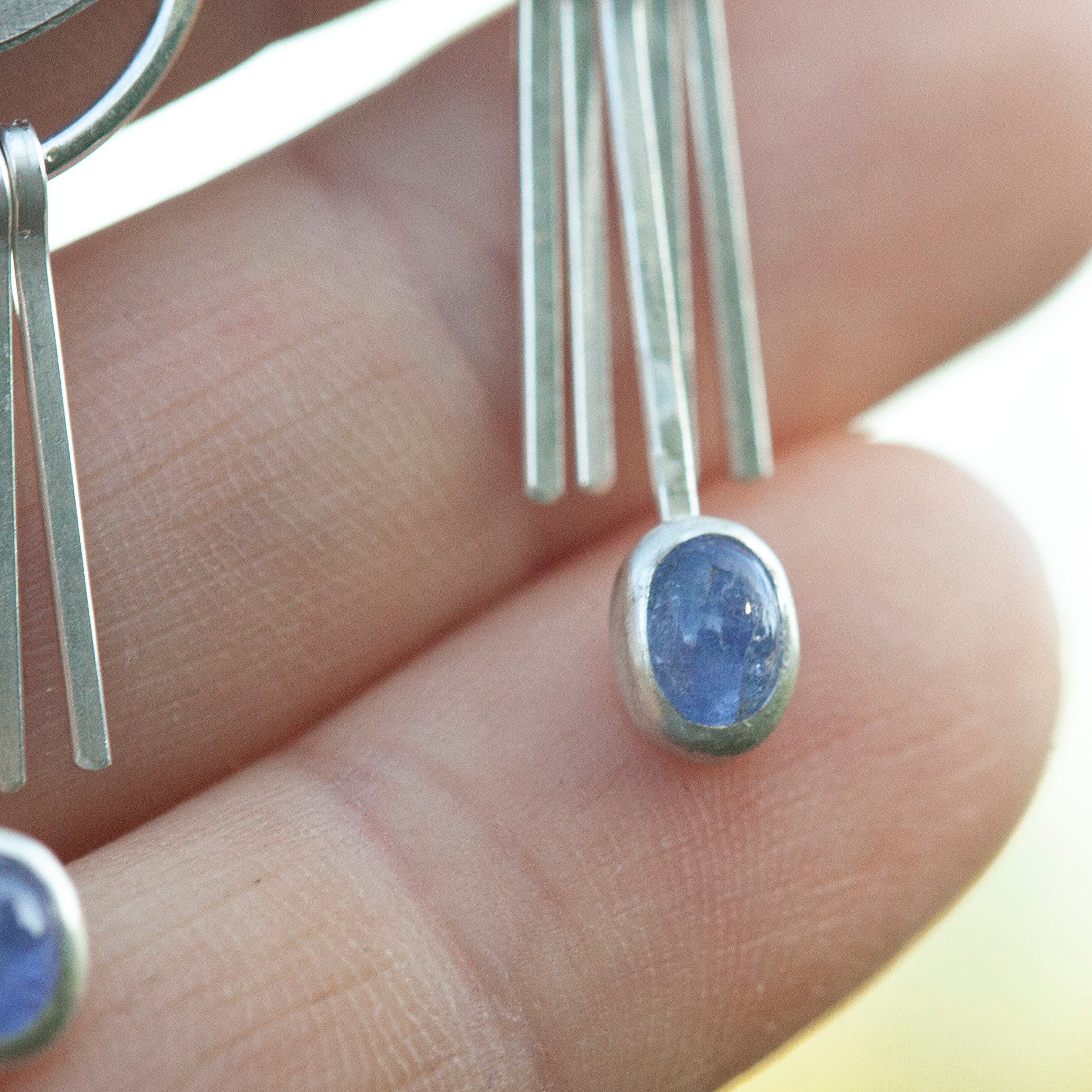 OOAK Aina earrings #6 • White labradorite & Tanzanite (ready to ship)