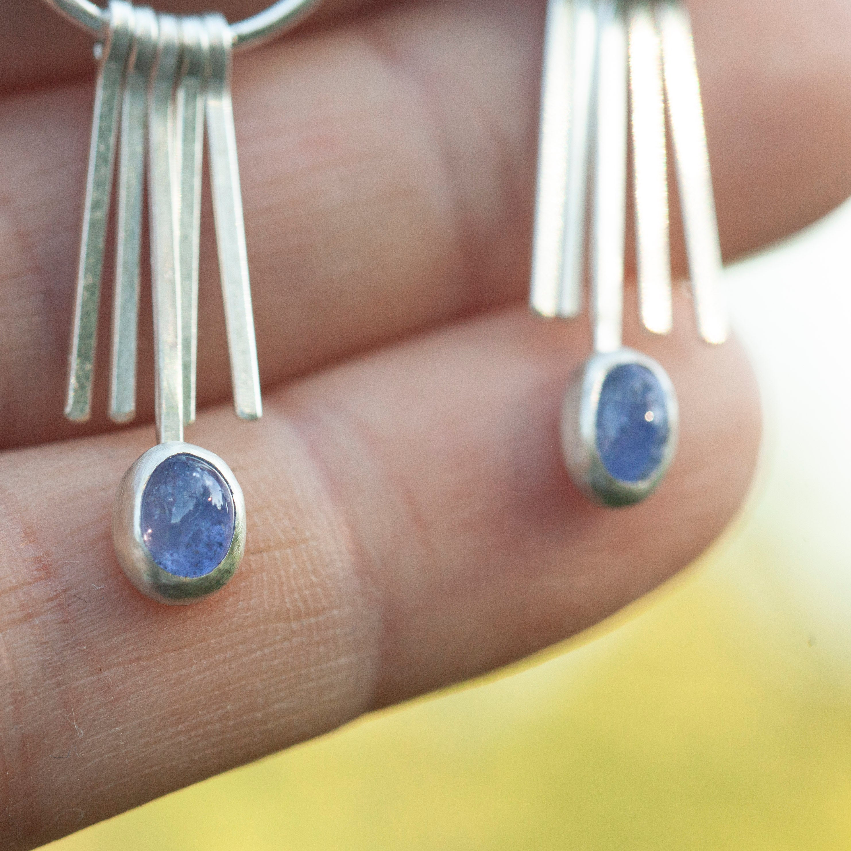 OOAK Aina earrings #6 • White labradorite & Tanzanite (ready to ship)