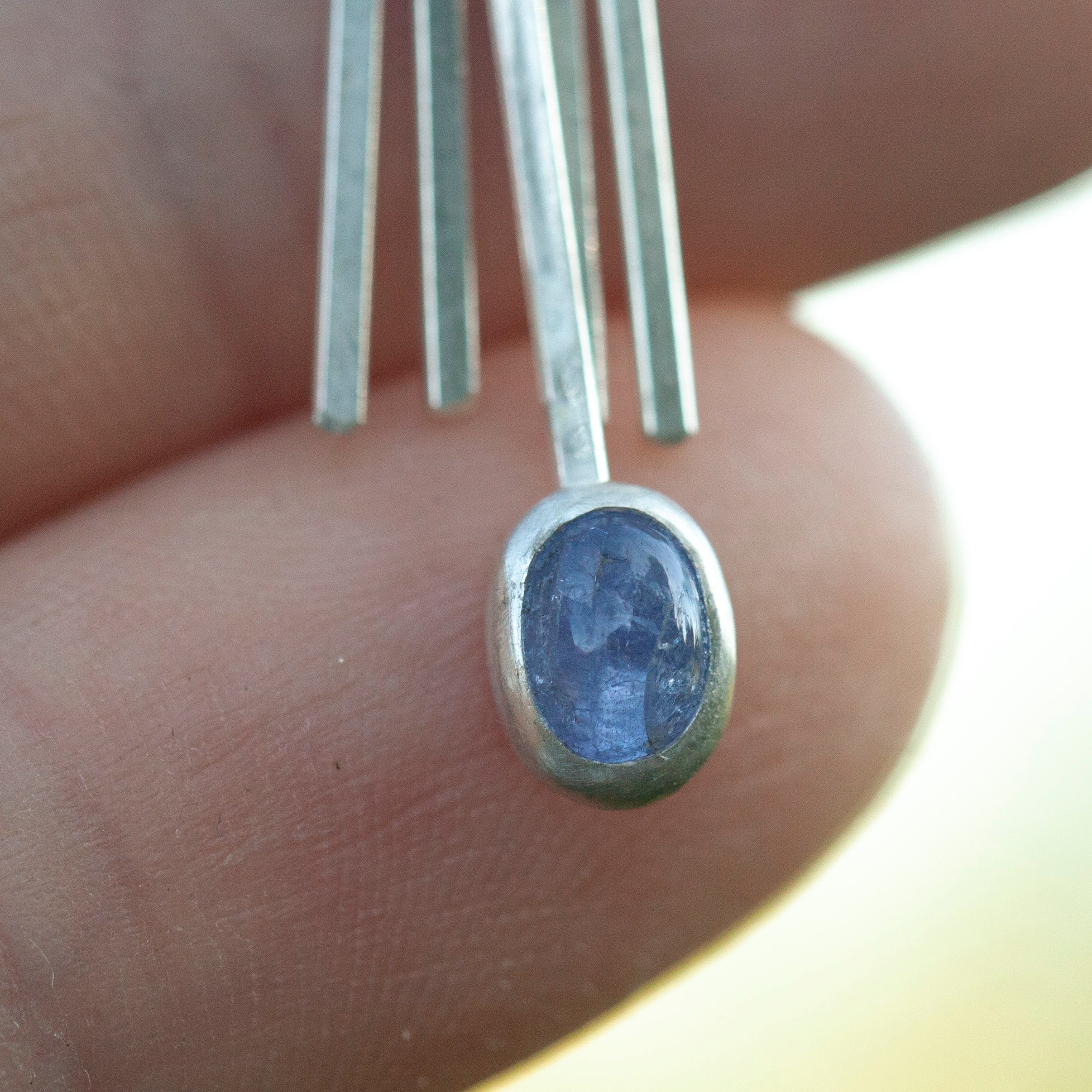 OOAK Aina earrings #6 • White labradorite & Tanzanite (ready to ship)