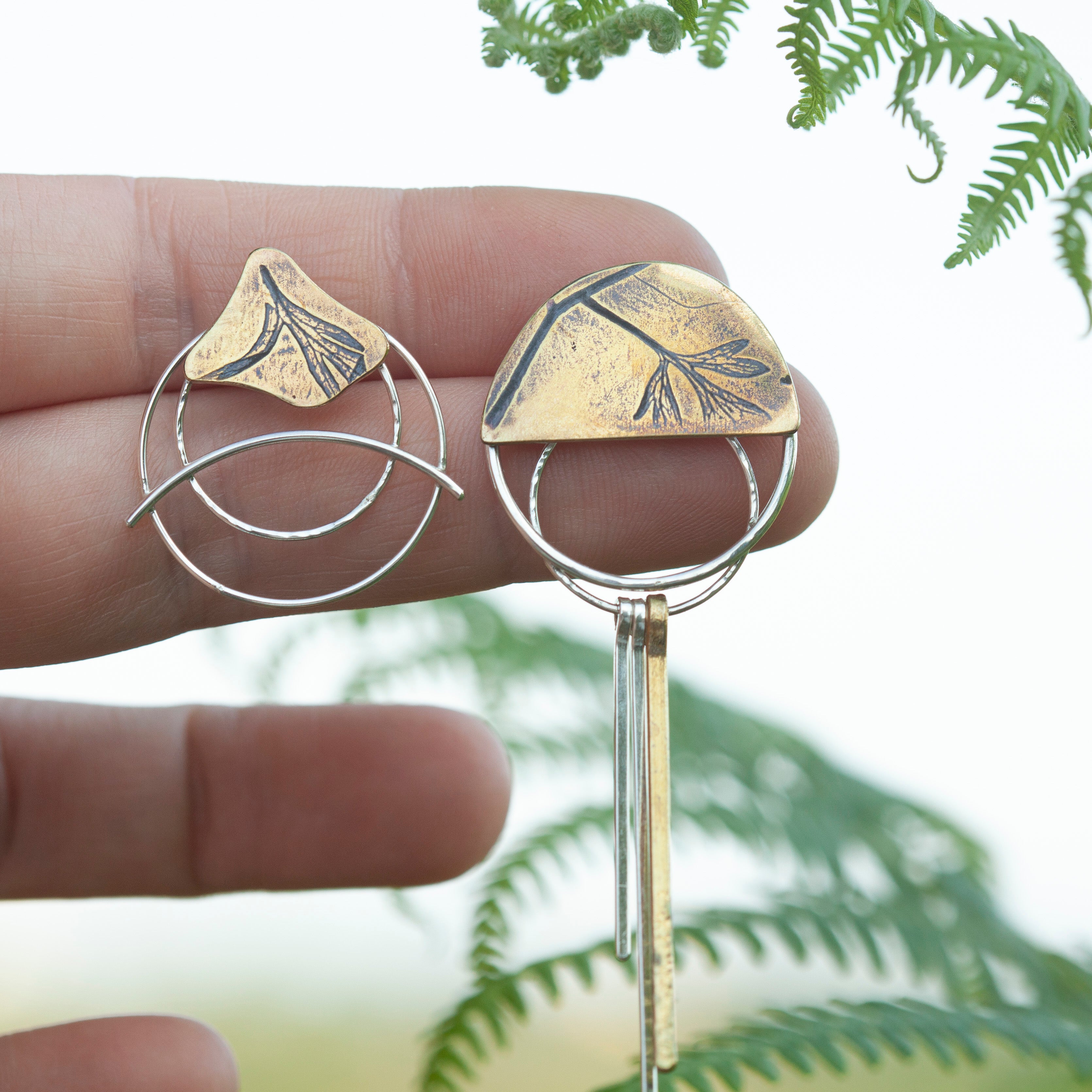 OOAK Echo earrings #44 ~ silver & brass (ready-to-ship)