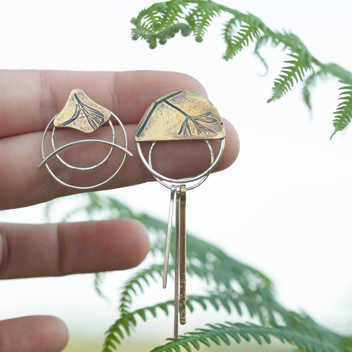 OOAK Echo earrings #44 ~ silver & brass (ready-to-ship)