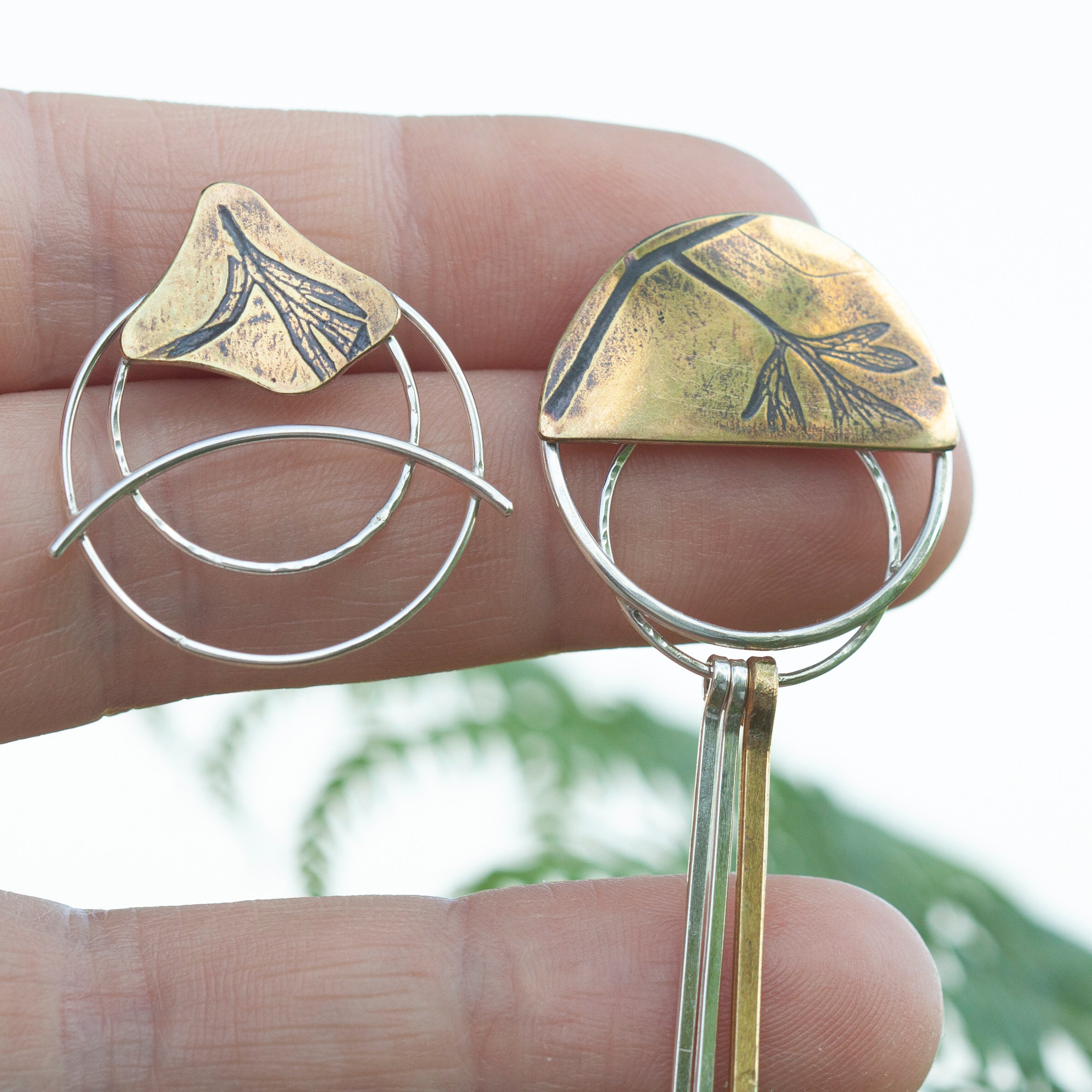 OOAK Echo earrings #44 ~ silver & brass (ready-to-ship)