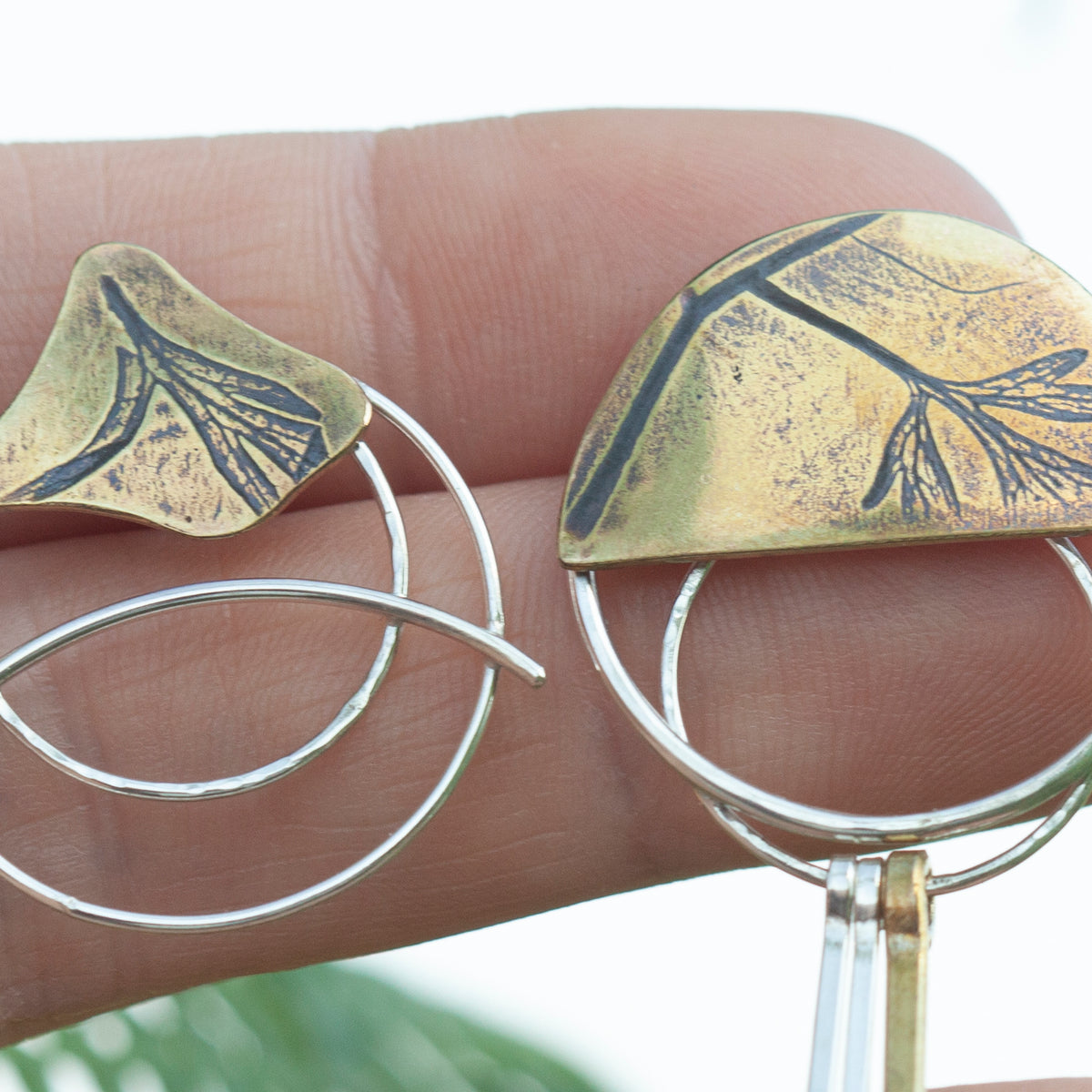 OOAK Echo earrings #44 ~ silver & brass (ready-to-ship)