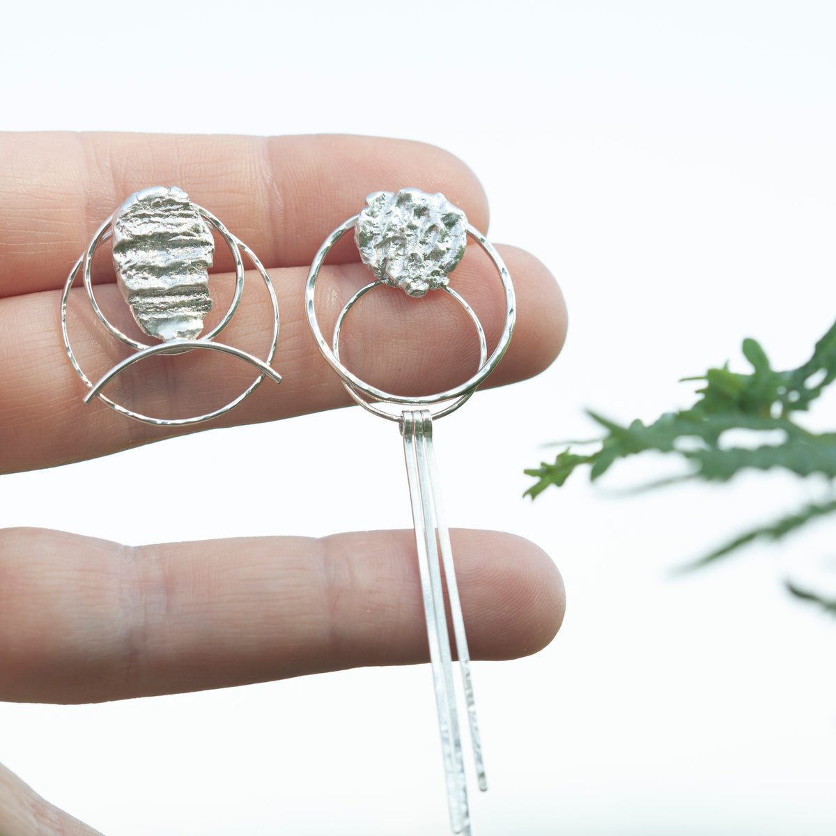 Boucles d'oreilles Echo pièce unique #45 ~ argent (prêt à expédier)