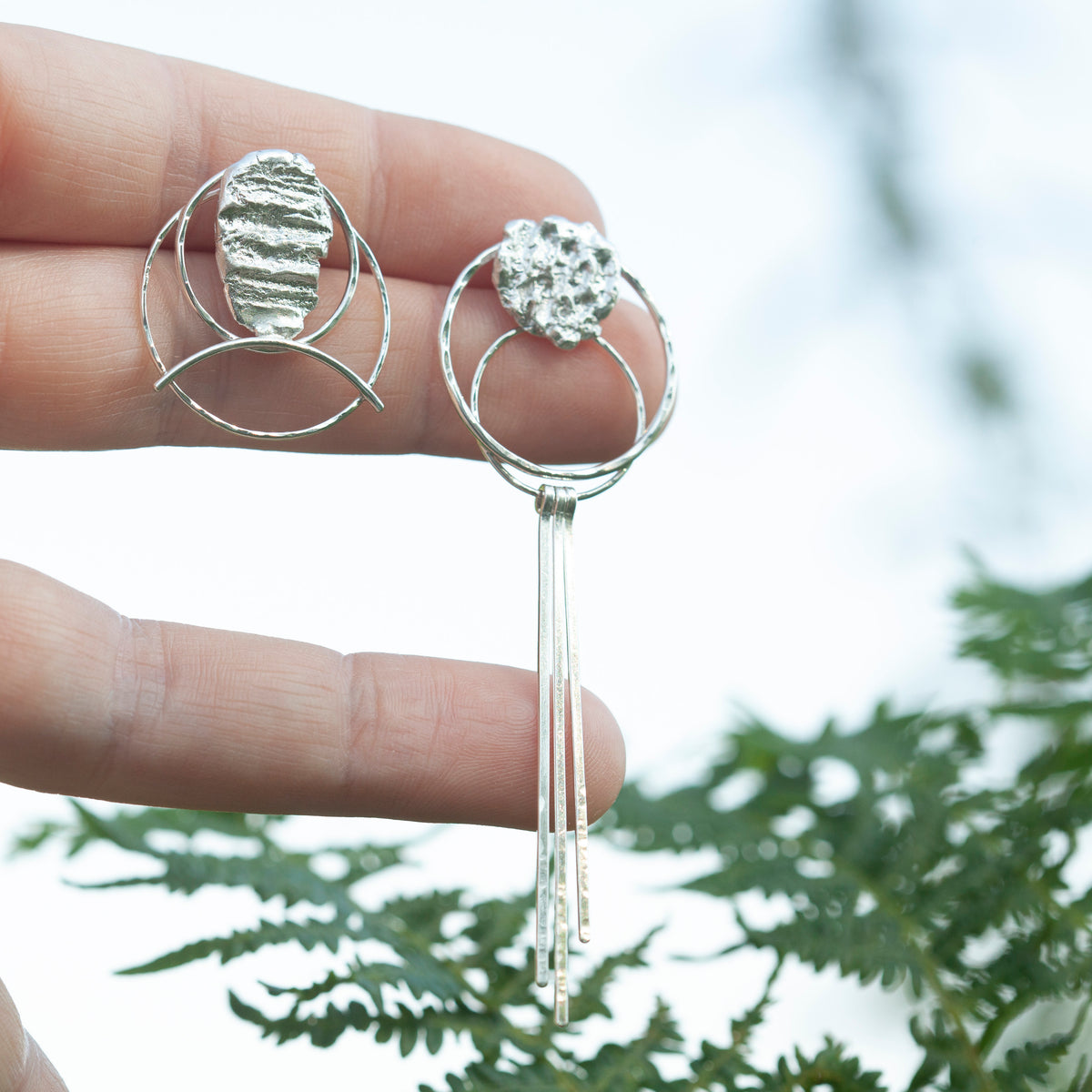 Boucles d'oreilles Echo pièce unique #45 ~ argent (prêt à expédier)