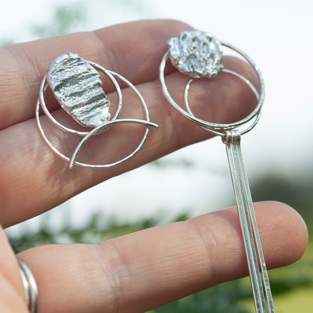 Boucles d'oreilles Echo pièce unique #45 ~ argent (prêt à expédier)