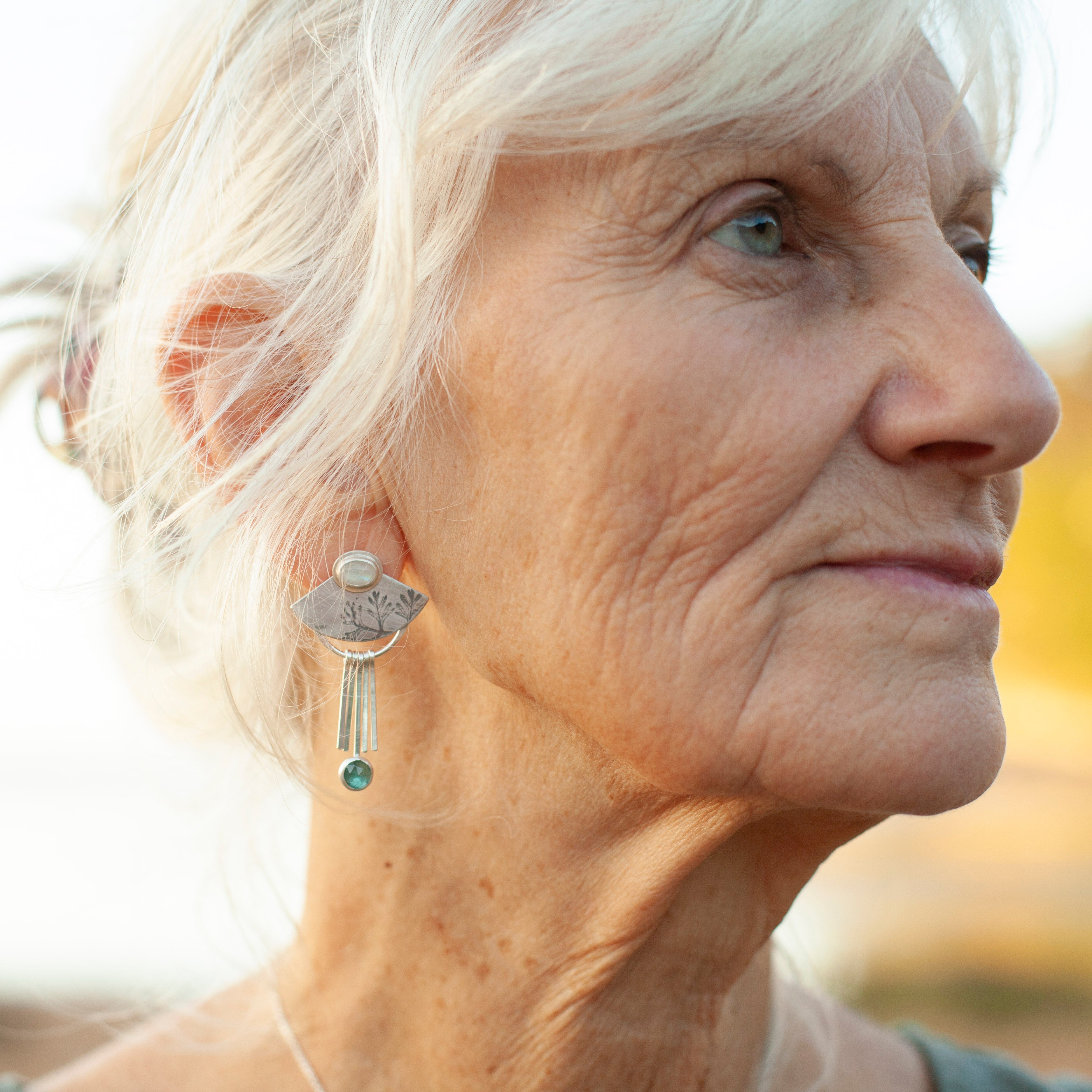 OOAK Aina earrings #4 • White labradorite & Kyanite (ready to ship)