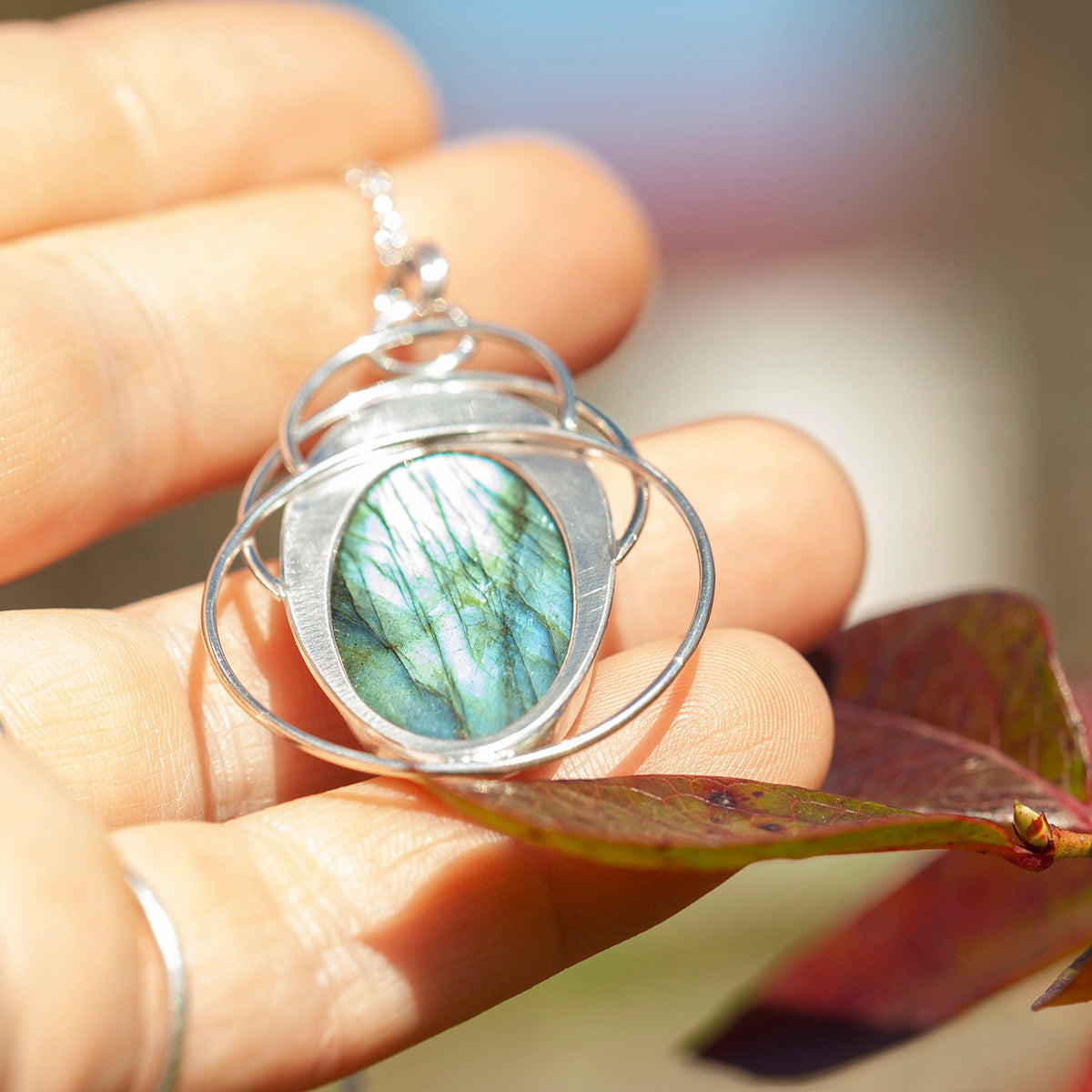 OOAK stone pendant #28 • green azurite (ready to ship)