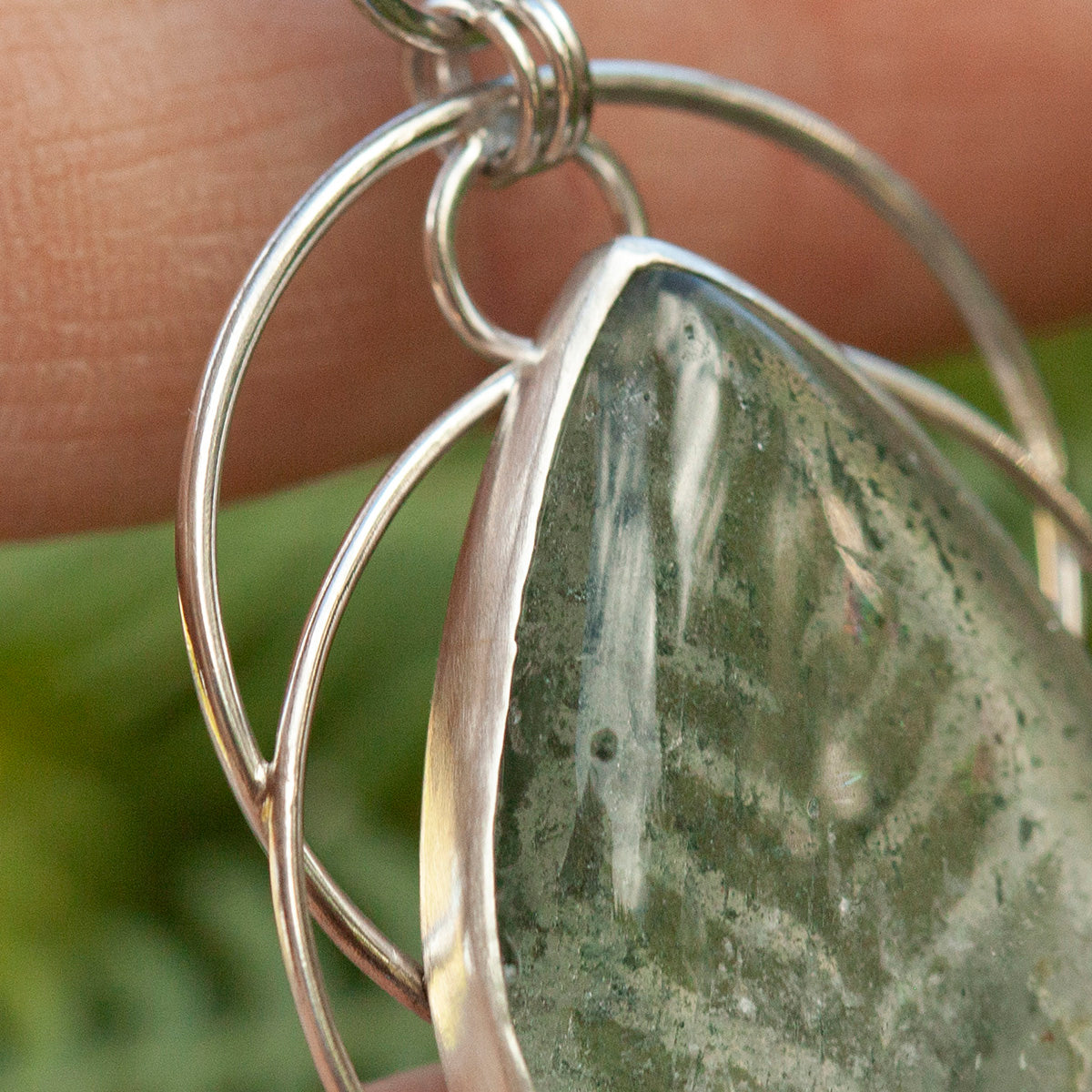 OOAK pendant with captured plant #7 • lodolite & kyanite (ready to ship)