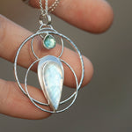 Load image into Gallery viewer, OOAK pendant with captured plant #9 • labradorite &amp; kyanite (ready to ship)
