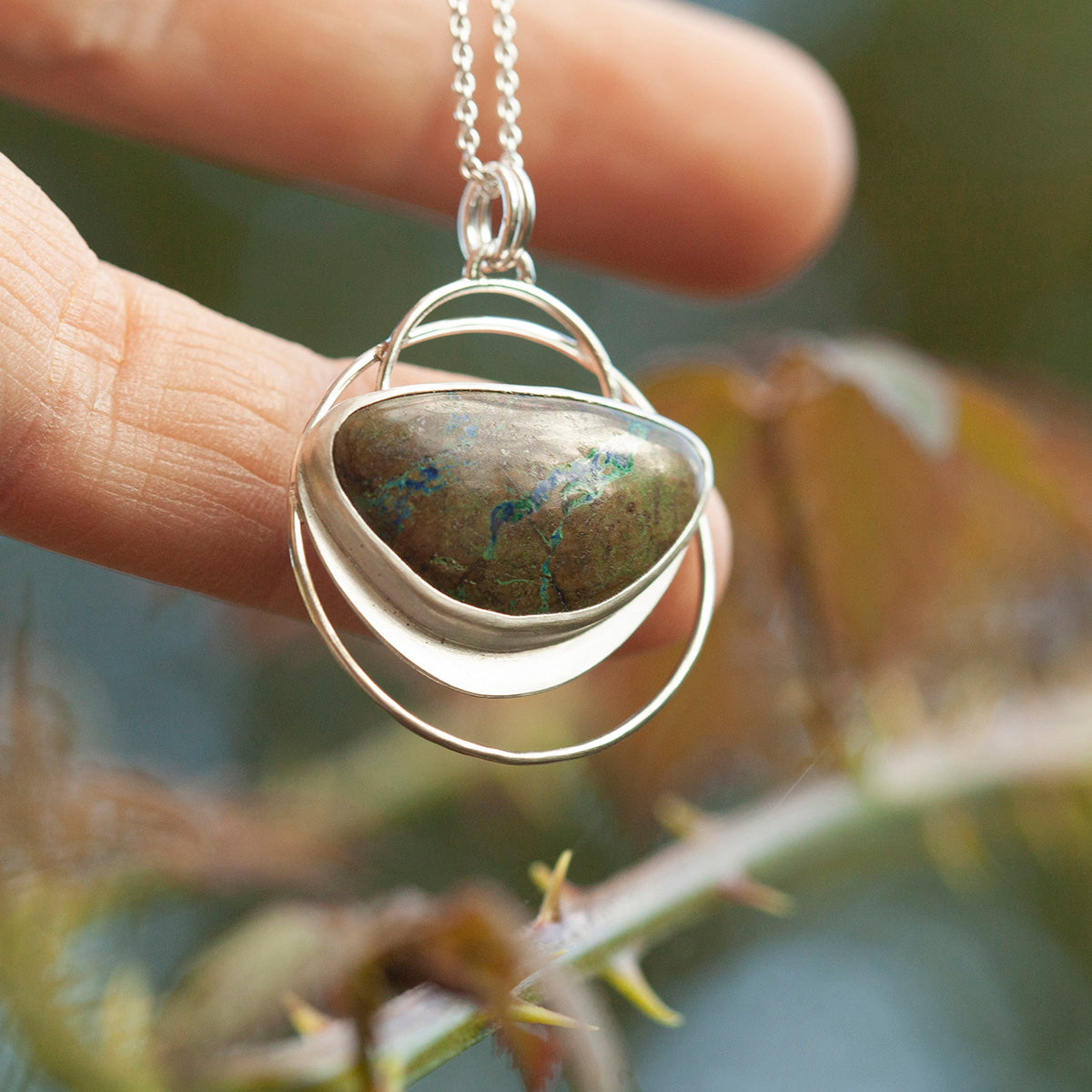 Pendentif en pierre pièce unique #28 • azurite verte (prêt à expédier)