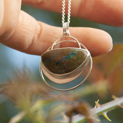 Pendentif en pierre pièce unique #28 • azurite verte (prêt à expédier)