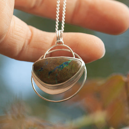 Pendentif en pierre pièce unique #28 • azurite verte (prêt à expédier)