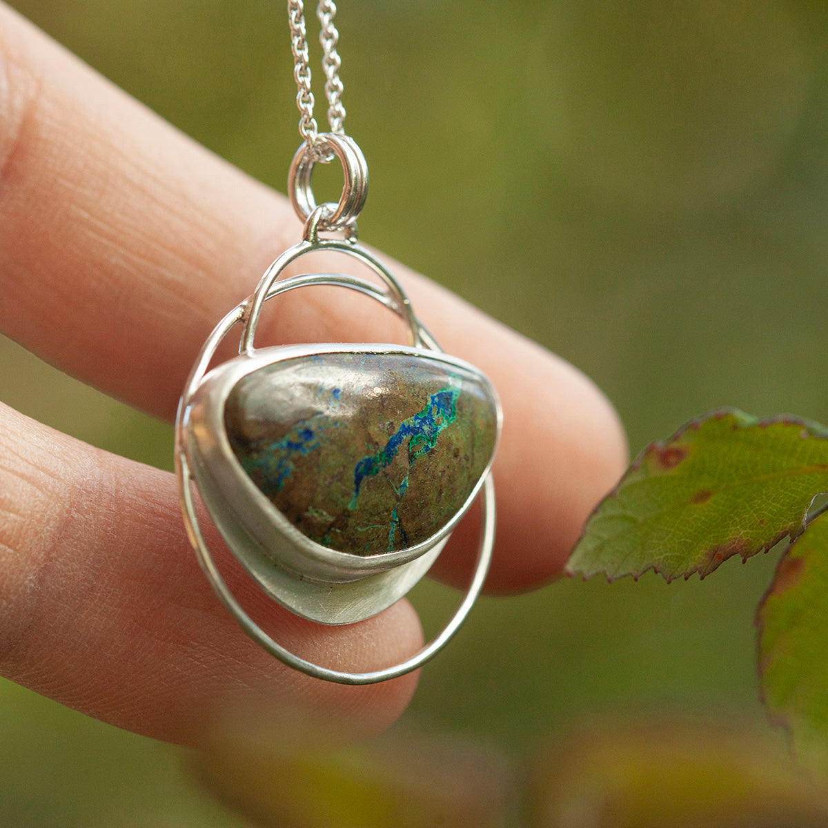 Pendentif en pierre pièce unique #28 • azurite verte (prêt à expédier)